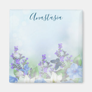 Modern Blue Flowers Magneet
