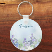 Modern Blue Flowers Sleutelhanger (Voorkant)