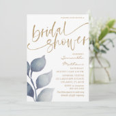 Modern Blue Foliage Waterverf Vrijgezellenfeest Kaart (Staand voorkant)