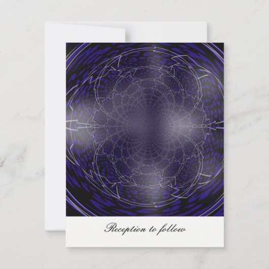 Modern Blue Fractal Wedding Invitation Kaart (Achterkant)