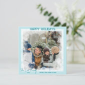 Modern Blue Frost 1 foto vakantie kerst Kaart (Staand voorkant)