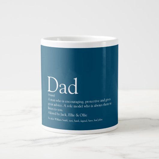 Modern Blue Fun Cool Dad Definition Grote Koffiekop (Voorkant)