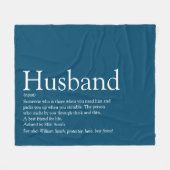 Modern Blue Fun Husband Definition Fleece Deken (Voorkant (Horizontaal))
