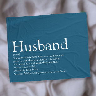 Modern Blue Fun Husband Definition Fleece Deken