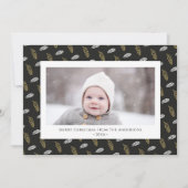 Modern Blue Fun Script Gold Pine Cone Kerstmis Feestdagenkaart (Voorkant)