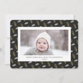 Modern Blue Fun Script Gold Pine Cone Kerstmis Feestdagenkaart (Voorkant)