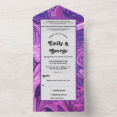 Modern Blue Galaxy Abstract Art Stylish Wedding All In One Uitnodiging (Binnen)