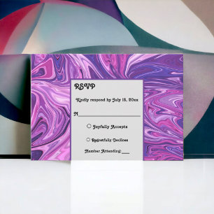 Modern Blue Galaxy Abstract Art Stylish Wedding RSVP Kaartje