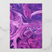 Modern Blue Galaxy Abstract stijlvol huwelijksgoud Folie Uitnodiging (Achterkant)