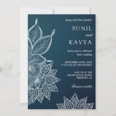 Modern Blue Galaxy Henna Indian Wedding Invitation Kaart (Voorkant)