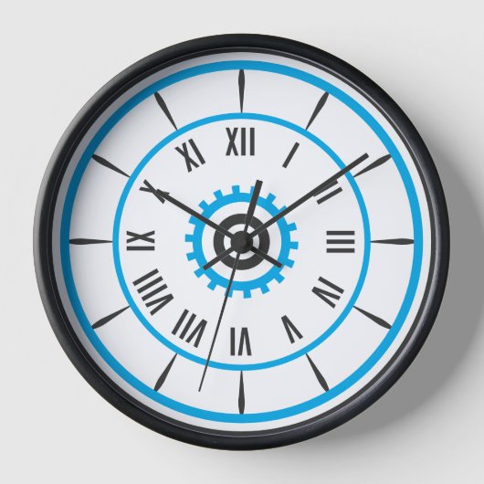 Modern Blue Gear Romeinse numerieke klok ⚙️ (Voorkant)