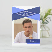 Modern Blue Geometric Afstudeerder Open House Kaart (Staand voorkant)