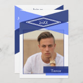 Modern Blue Geometric Afstudeerder Open House Kaart (Voorkant / Achterkant)