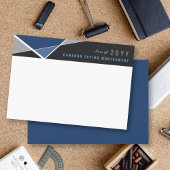 Modern Blue Geometric Block Crist Cross Afstuderen Bedankkaart