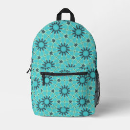 Modern Blue Geometric Burst Backpack Bedrukte Rugzak