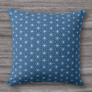 Modern Blue Geometric Japans Pattern Kussen