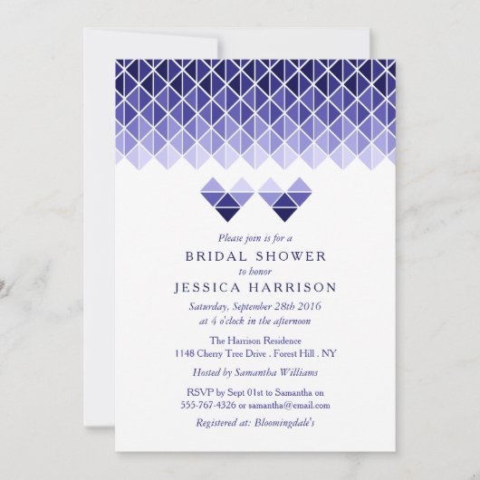 Modern Blue Geometric Love Hearts Vrijgezellenfees Kaart (Voorkant)