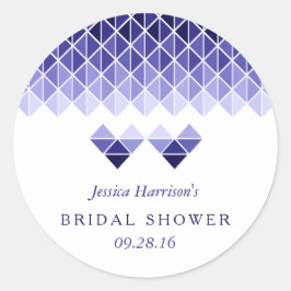 Modern Blue Geometric Love Hearts Vrijgezellenfees Ronde Sticker