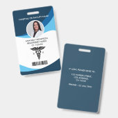 Modern Blue Geometric Registered Neurse Photo ID Badge (Voor- en achterkant)