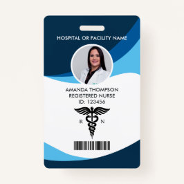 Modern Blue Geometric Registered Neurse Photo ID Badge