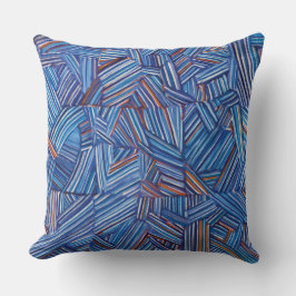 Modern Blue Geometric Throw Pillow – Stylish Abstr Kussen
