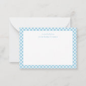Modern Blue Gingham Baby Nursery Note Kaart Notitiekaartje (Voorkant)