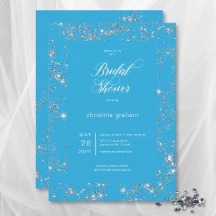 Modern Blue Glam Diamond Lijst Vrijgezellenfeest Kaart
