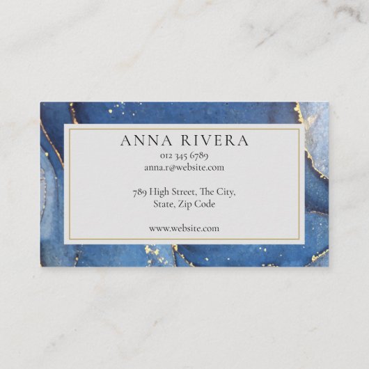 Modern Blue Glitter Agate Professional Visitekaartje (Achterkant)