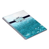 Modern Blue Glitter Bokeh, op maat gemaakt Notitieboek (Rechterzijde)