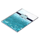Modern Blue Glitter Bokeh, op maat gemaakt Notitieboek (Linkerzijde)