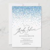 Modern Blue Glitter Boys Baby shower Kaart (Voorkant)