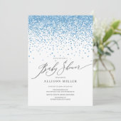 Modern Blue Glitter Boys Baby shower Kaart (Staand voorkant)