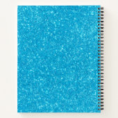 Modern Blue Glitter Custom Name Notitieboek (Achterkant)