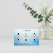Modern Blue Glitter Jewelry Care Visitekaartje (Staand voorkant)