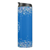 Modern Blue Glitter Monogram Stethoscope Nurse Thermosbeker (Geroteerd rechts)