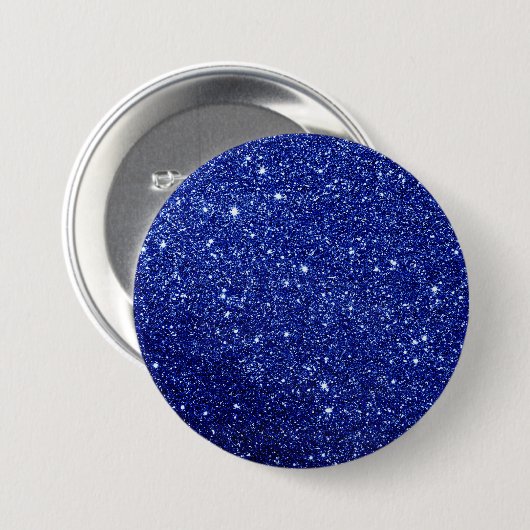 Modern Blue Glitter Ronde Button 7,6 Cm (Voorkant /achterkant)
