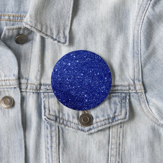 Modern Blue Glitter Ronde Button 7,6 Cm (In situ)