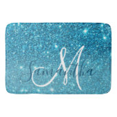 Modern Blue Glitter Sparkles Personalized Name Badmat (Voorkant)