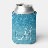 Modern Blue Glitter Sparkles Personalized Name Blikjeskoeler (Blikje Voorkant)