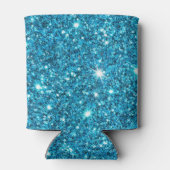 Modern Blue Glitter Sparkles Personalized Name Blikjeskoeler (Achterkant)