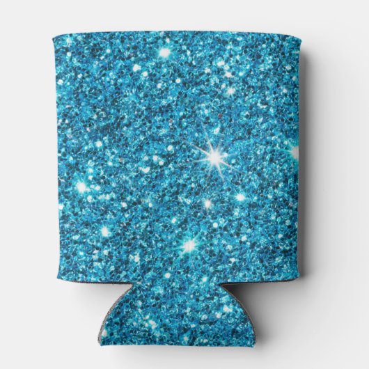 Modern Blue Glitter Sparkles Personalized Name Blikjeskoeler (Achterkant)