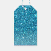 Modern Blue Glitter Sparkles Personalized Name Cadeaulabel (Achterkant)