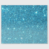 Modern Blue Glitter Sparkles Personalized Name Cadeaupapier (Vlak)