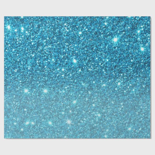 Modern Blue Glitter Sparkles Personalized Name Cadeaupapier (Vlak)
