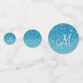 Modern Blue Glitter Sparkles Personalized Name Confetti (Achterkanten)