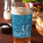 Modern Blue Glitter Sparkles Personalized Name Glas