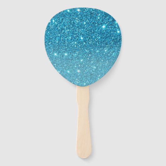 Modern Blue Glitter Sparkles Personalized Name Handwaaier (Achterkant)