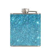 Modern Blue Glitter Sparkles Personalized Name Heupfles (Achterkant)