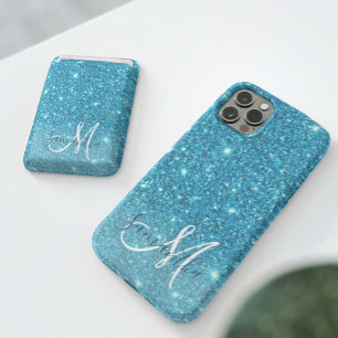 Modern Blue Glitter Sparkles Personalized Name iPhone 11Pro Max Hoesje