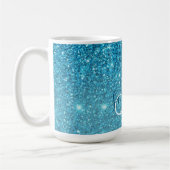 Modern Blue Glitter Sparkles Personalized Name Koffiemok (Links)